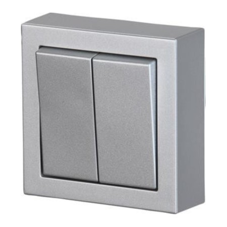 Переключатель 2-клавишный ABB IMPRESSIVO, алюминий, 10666A-83