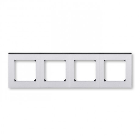 Рамка 4 поста ABB LEVIT, серебро // дымчатый чёрный, 3901H-A05040 70W