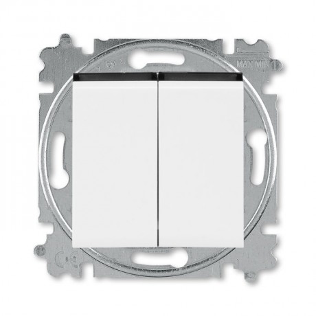 Переключатель 2-клавишный ABB LEVIT, белый // дымчатый черный, 3559H-A52445 62W