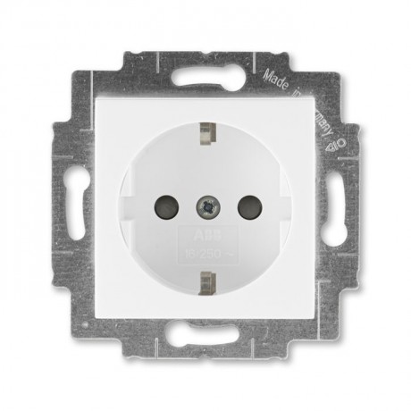 Розетка ABB LEVIT, скрытый монтаж, с заземлением, со шторками, белый // белый, 5520H-A03457 03W