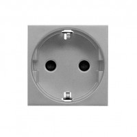 Розетка ABB ZENIT, скрытый монтаж, с заземлением, со шторками, серебристый, N2288 PL