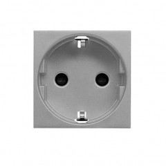 Розетка ABB ZENIT, скрытый монтаж, с заземлением, со шторками, серебристый, N2288 PL