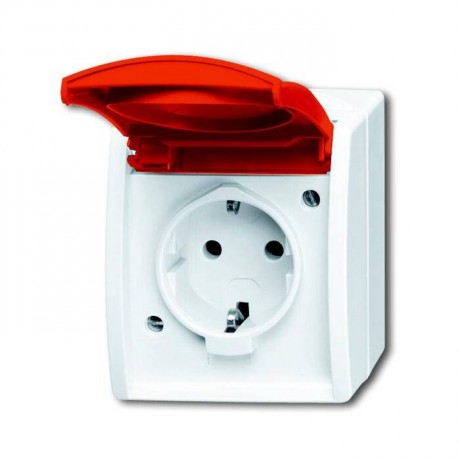 Розетка ABB OCEAN, открытый монтаж, с заземлением, с крышкой, белый, 20 EW//DVN-54