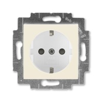 Розетка ABB LEVIT, скрытый монтаж, с заземлением, со шторками, слоновая кость // белый, 5520H-A03457 17W