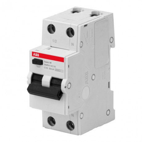Дифавтомат ABB Basic M 1P+N 16А ( C ) 4.5 кА, 30 мА ( AC ), BMR415C16