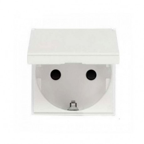 Розетка ABB ZENIT, скрытый монтаж, с заземлением, с крышкой, со шторками, альпийский белый, N2288.1 BL