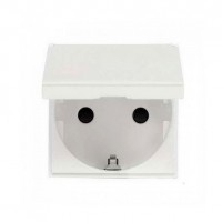 Розетка ABB ZENIT, скрытый монтаж, с заземлением, с крышкой, со шторками, альпийский белый, N2288.1 BL