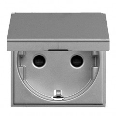 Розетка ABB ZENIT, скрытый монтаж, с заземлением, с крышкой, со шторками, серебристый, N2288.1 PL