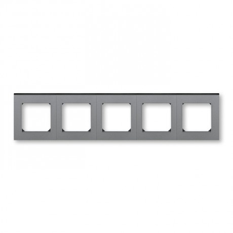 Рамка 5 постов ABB LEVIT, сталь // дымчатый чёрный, 3901H-A05050 69W