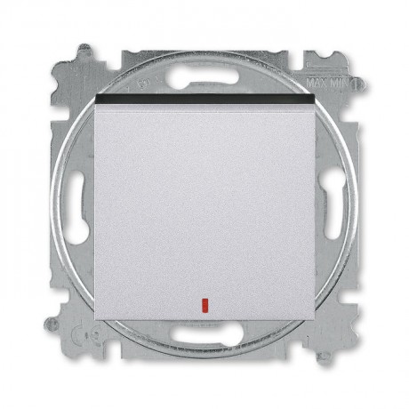 Переключатель 1-клавишный ABB LEVIT с подсветкой, серебро // дымчатый черный, 3559H-A25445 70W