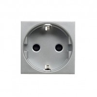 Розетка ABB ZENIT, скрытый монтаж, с заземлением, со шторками, серебристый, N2288.6 PL