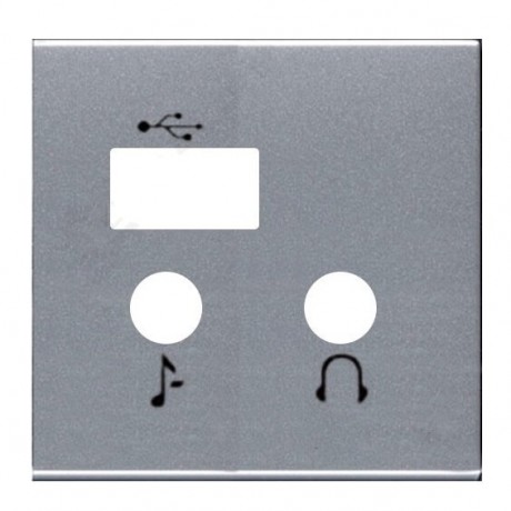 Накладка на мультимедийную розетку ABB ZENIT, скрытый монтаж, серебристый, N2268.3 PL