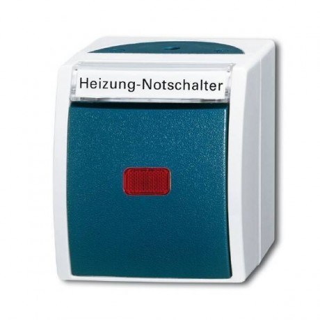 Переключатель 1-клавишный ABB OCEAN с подсветкой, серый//сине-зелёный, 2601//6 SKWNH-53