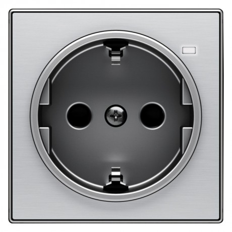 Накладка на розетку ABB SKY, скрытый монтаж, с заземлением, с крышкой, нержавеющая сталь, 8588.1 AI