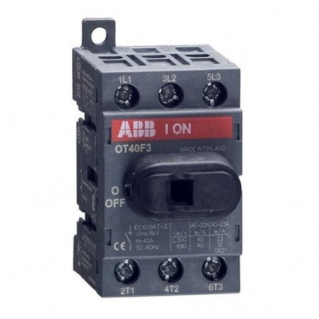 ABB Рубильник OT25F3 до 25А 3х-полюсный для установки на DIN-рейку или монтажную плату (с резерв. ручкой), 1SCA104857R1001