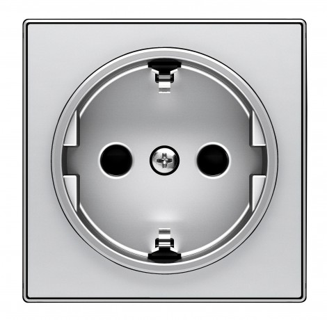 Накладка на розетку ABB SKY, скрытый монтаж, с заземлением, с крышкой, алюминий, 8588.1 PL