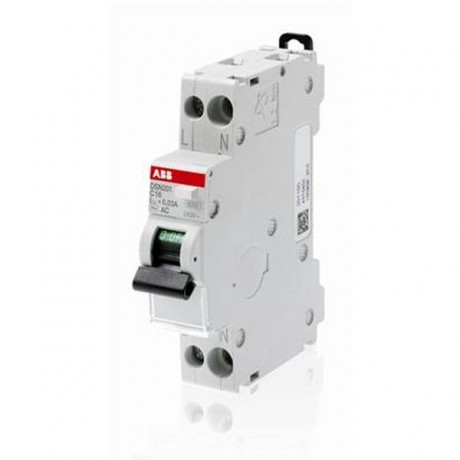 Дифавтомат ABB DSN200 2P 10А ( C ) 6 кА, 10 мА ( A ), DSN201C10A10