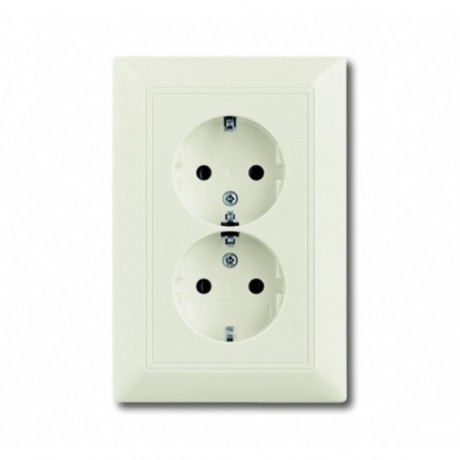 Розетка двухместная ABB BASIC55, скрытый монтаж, с заземлением, chalet-white, 20-02 EUJ-96-507