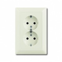 Розетка двухместная ABB BASIC55, скрытый монтаж, с заземлением, chalet-white, 20-02 EUJ-96-507
