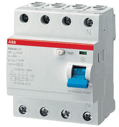 Выключатель дифференциального тока (УЗО) 4п 63А 300мА тип B F204 B-63/0.3 4мод. ABB 2CSF204592R3630
