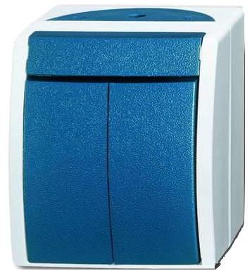 Выключатель 2-клавишный ABB OCEAN, серый//сине-зелёный, 2601//5 W-53-500