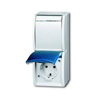 Розетка двухместная ABB OCEAN, открытый монтаж, с заземлением, с крышкой, серый, 20-02 EWN-53