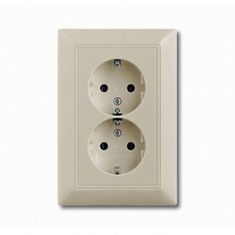 Розетка двухместная ABB BASIC55, скрытый монтаж, с заземлением, шампань, 20-02 EUJ-93-5