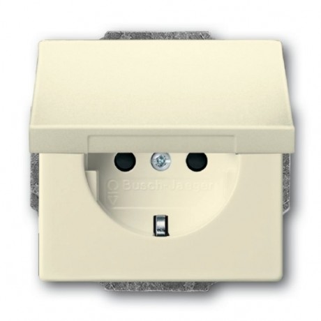 Розетка ABB, скрытый монтаж, с заземлением, с крышкой, слоновая кость, 20 EUK-82