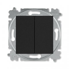 Выключатель 2-клавишный кнопочный ABB LEVIT, черный // дымчатый черный, 3559H-A87445 63W