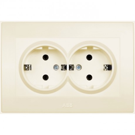 Розетка двухместная ABB COSMO, скрытый монтаж, кремовый, 632-010300-908