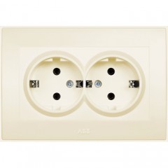 Розетка двухместная ABB COSMO, скрытый монтаж, кремовый, 632-010300-908